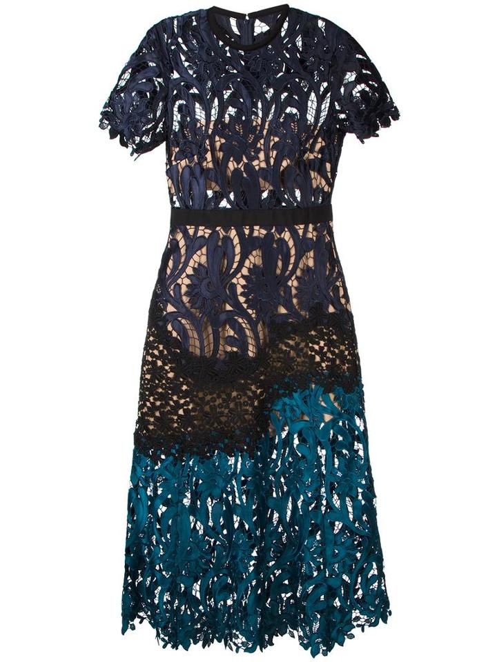 Self-portrait 'prairie' Dress, Women's, Size: 10, Blue, Polyester/cotton/spandex/elastane