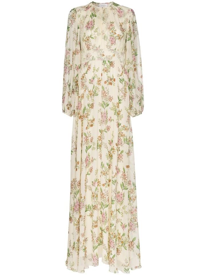 Giambattista Valli Floral Print Long Dress - Neutrals