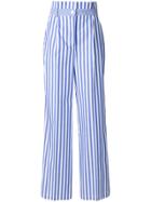 Ermanno Ermanno Striped High-waisted Trousers - Blue