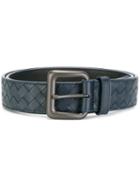 Bottega Veneta Woven Belt, Men's, Size: 85, Blue, Calf Leather