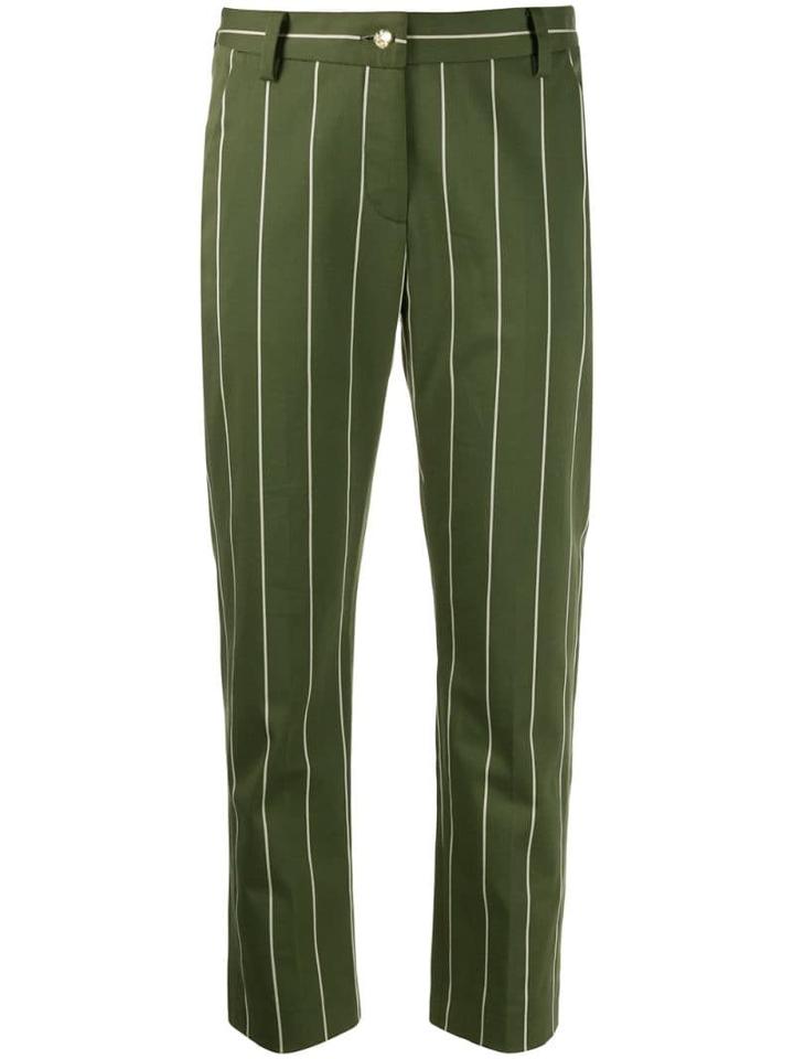 Derek Lam 10 Crosby Cropped Cotton Sateen Striped Straight Leg Trouser