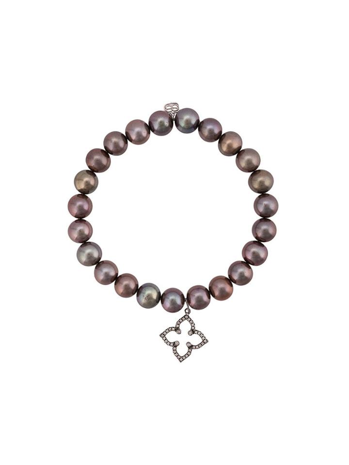 Sydney Evan 18kt Black Gold Morocco Diamond Star Charm Pearl Beaded