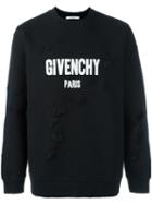 Givenchy Distressed Logo Sweatshirt, Men's, Size: Xl, Black, Cotton