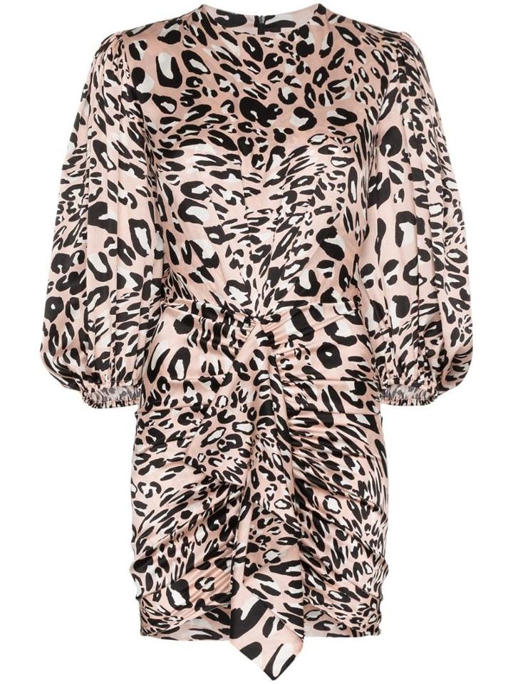 Alexandre Vauthier Leopard Print Gathered Mini Dress - Pink