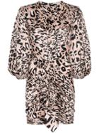 Alexandre Vauthier Leopard Print Gathered Mini Dress - Pink