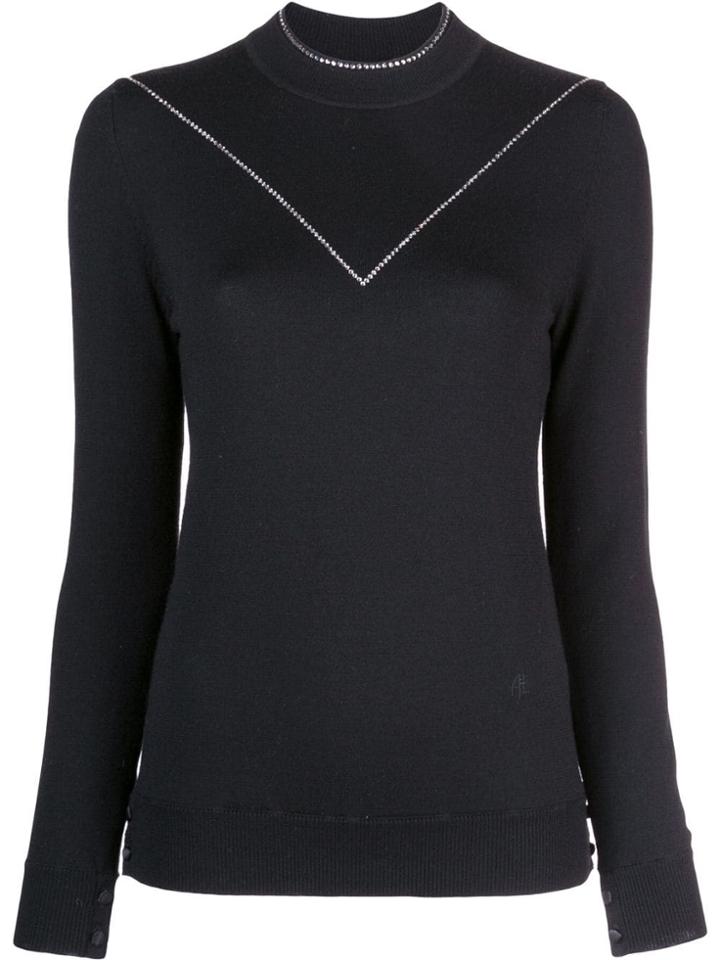 Adam Lippes Rhinestone Trim Top - Black