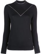 Adam Lippes Rhinestone Trim Top - Black