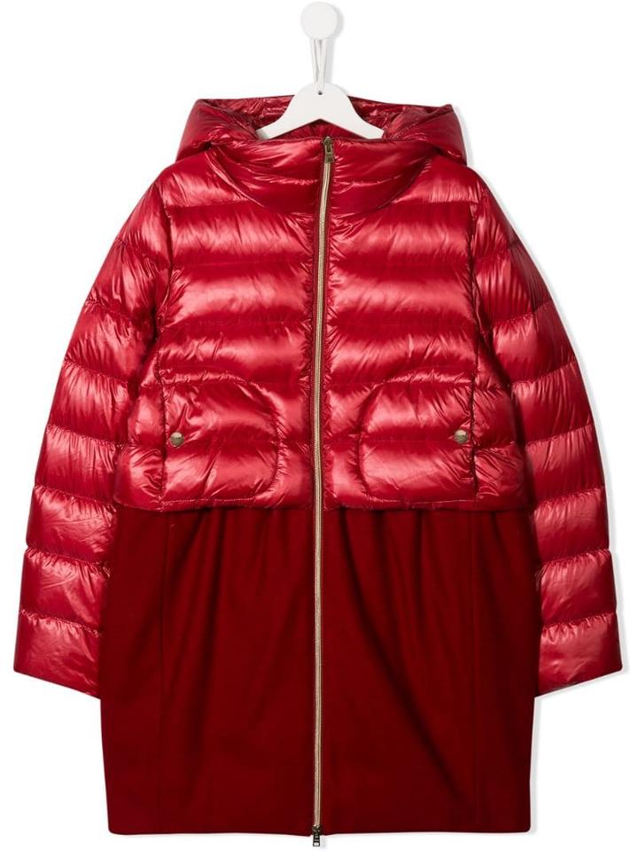 Herno Kids Panelled Padded Coat - Red