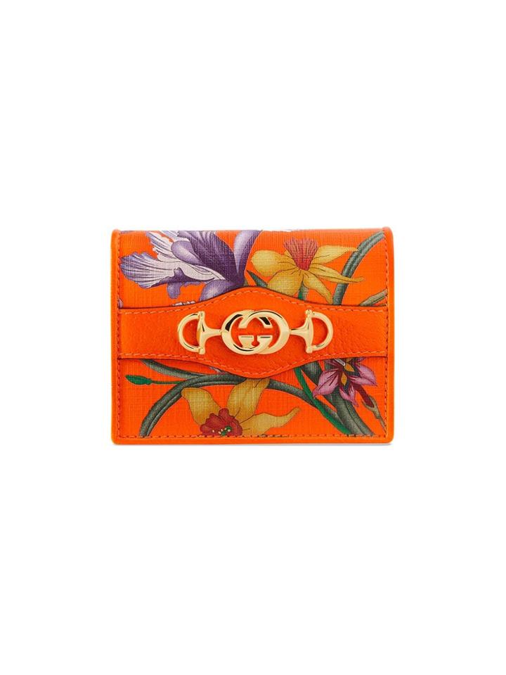 Gucci Floral Print Card Holder - Orange
