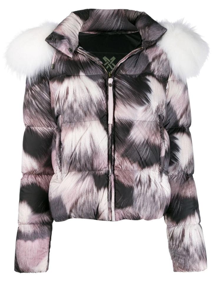 Mr & Mrs Italy Fur-print Puffer Jacket - Pink