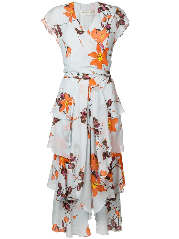 Etro Floral-print Wrap Dress - Blue