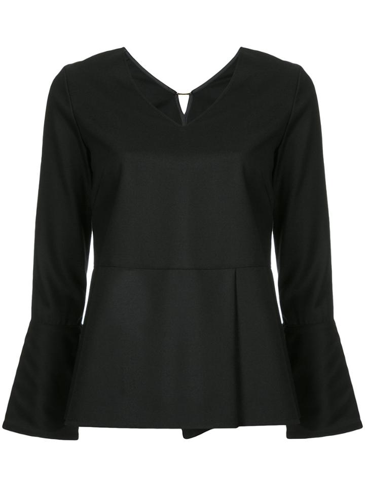 Estnation V-neck Blouse - Black