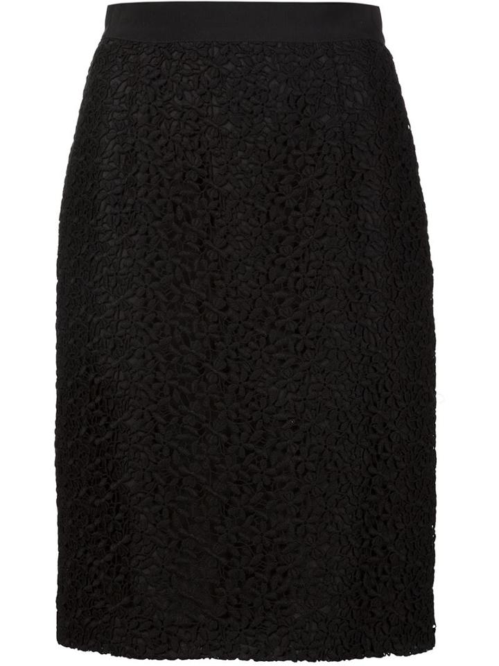 Giambattista Valli Floral Embroidered Skirt, Women's, Size: 44, Black, Silk/cotton/polyester