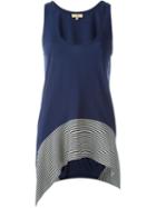 Fay Striped Hem Tank Top, Women's, Size: Medium, Blue, Viscose/silk/spandex/elastane