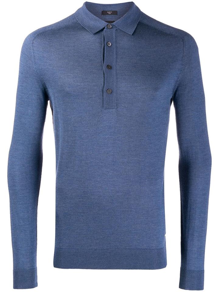 Boss Hugo Boss Long-sleeved Polo Shirt - Blue