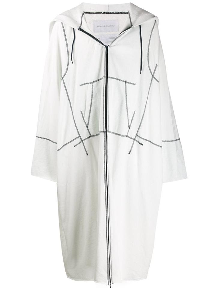 Fumito Ganryu Contrast Stitching Oversized Coat - White