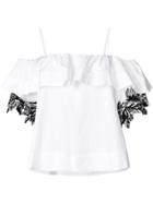 Pinko Embroidered Sleeves Dropped Shoulders Blouse - White
