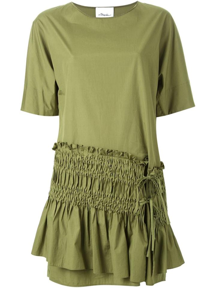 3.1 Phillip Lim Ruched Panel Shift Dress - Green