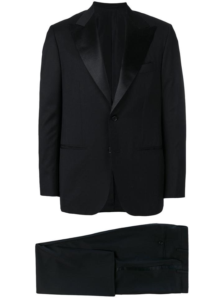 Kiton Embellished Lapel Dinner Suit - Black