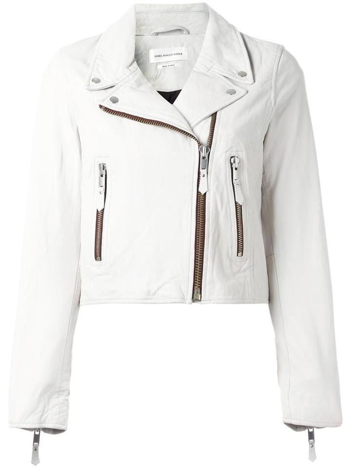'aken' Biker Jacket, Women's, Size: 40, White, Lamb Skin/polyester, Isabel Marant Étoile