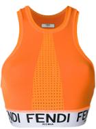 Fendi Logo Cropped Vest Top - Yellow & Orange