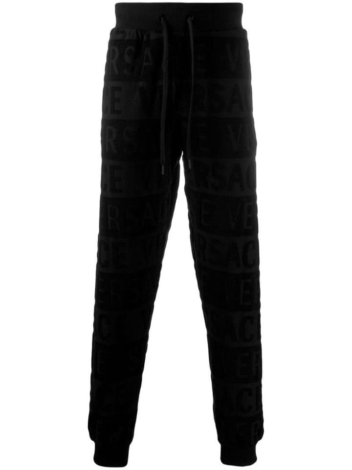 Versace All Over Logo Track Trousers - Black