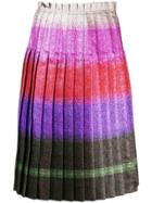 Marco De Vincenzo Pleated Lurex Stripe Skirt - Pink & Purple