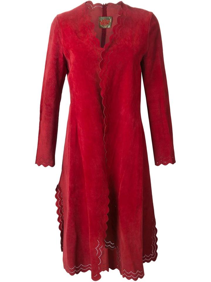 Roberta Di Camerino Vintage Scalloped Hem Coat - Red
