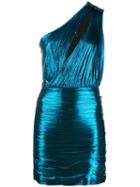 Retrofete Ribbed Off-shoulder Short Dress - Blue