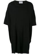 House Of The Very Islands - Loose Fit Flared Long T-shirt - Unisex - Cotton - L, Black, Cotton