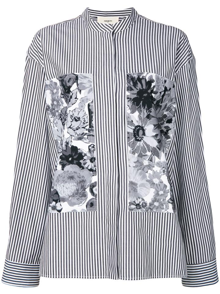 Ports 1961 Floral Panels Shirt - Grey