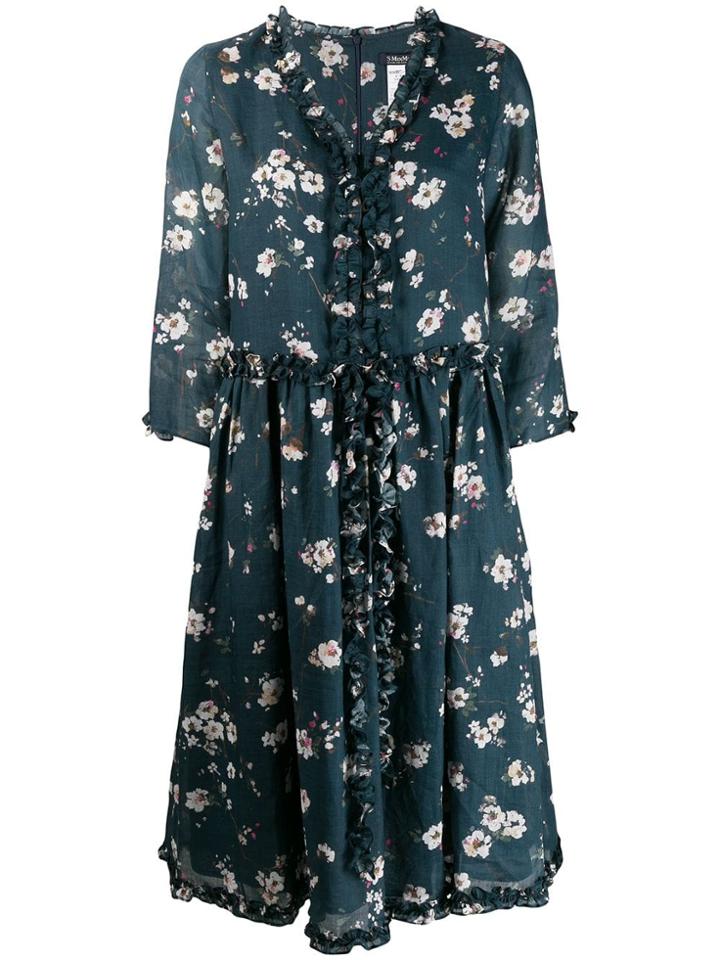's Max Mara Floral Print Midi Dress - Blue