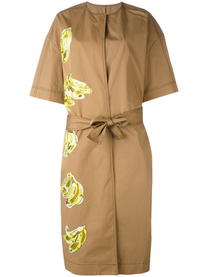 Msgm - Printed Short Sleeve Jacket - Women - Cotton - 40, Brown, Cotton