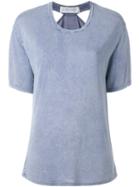 Iro - 'tylan' Cutout Faded Effect T-shirt - Women - Polyester/viscose - L, Women's, Blue, Polyester/viscose