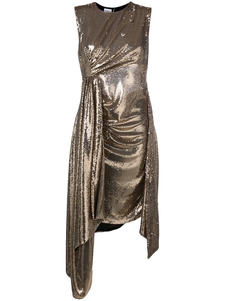 Ainea Metallic Sequin Drape Dress - Gold