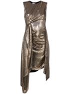 Ainea Metallic Sequin Drape Dress - Gold