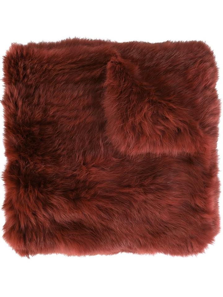 Yves Salomon Pocket Scarf, Women's, Red, Rabbit Fur