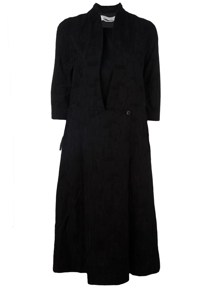 Individual Sentiments Three-quarter Sleeve Shirt Dress, Women's, Size: 2, Black, Cotton/nylon/wool