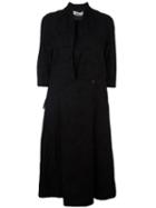 Individual Sentiments Three-quarter Sleeve Shirt Dress, Women's, Size: 2, Black, Cotton/nylon/wool