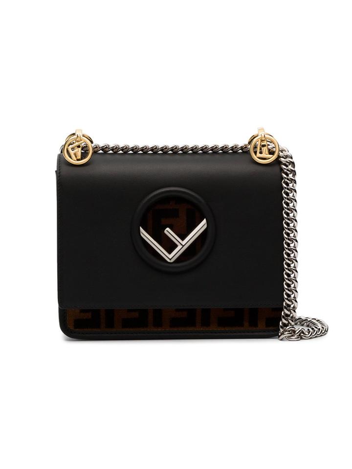 Fendi Small Velvet Kan I Logo Shoulder Bag - Black