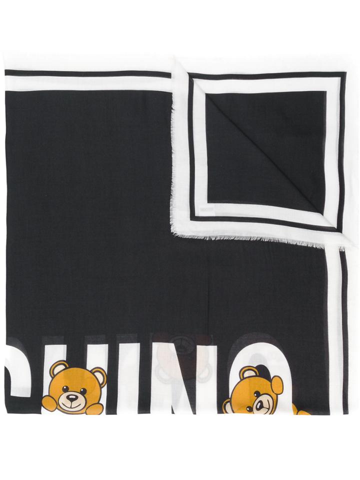 Moschino Printed Teddy Scarf - Black