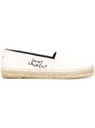 Saint Laurent Logo Embroidered Espadrilles - Neutrals