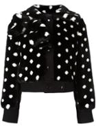 Marc Jacobs Faux Fur Dotted Jacket, Women's, Size: 4, Black, Modacrylic/polyester/rayon/nylon