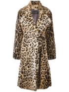 Plein Sud Leopard Print Fur Coat, Women's, Size: 38, Brown, Leather/mink Fur/polyester