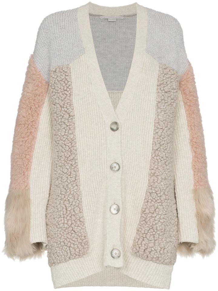 Stella Mccartney Faux Fur Patchwork Cardigan - Grey
