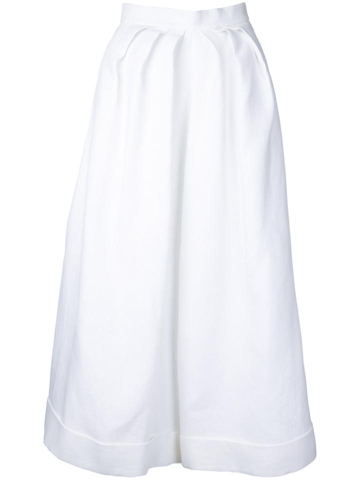 Delpozo - Pleated Detail Palazzo Trousers - Women - Linen/flax - 38, White, Linen/flax