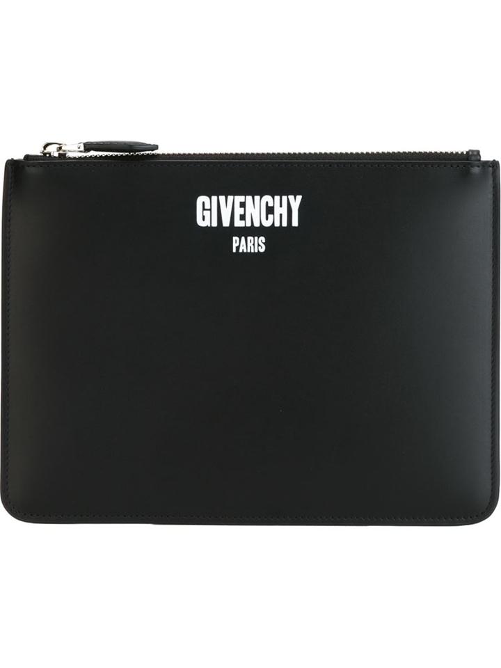 Givenchy Paris Clutch, Men's, Black, Calf Leather