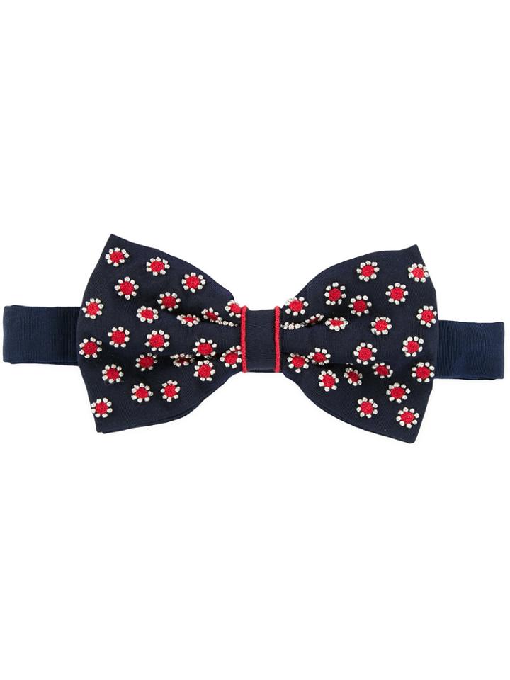 Jupe By Jackie Floral-embroidered Bow Tie - Blue