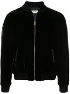 Saint Laurent Contrast Trim Velvet Bomber Jacket - Black