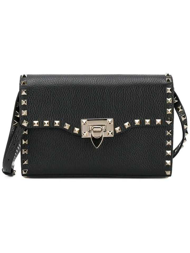 Valentino Rockstud Cross-body Bag, Women's, Black, Leather/suede/metal